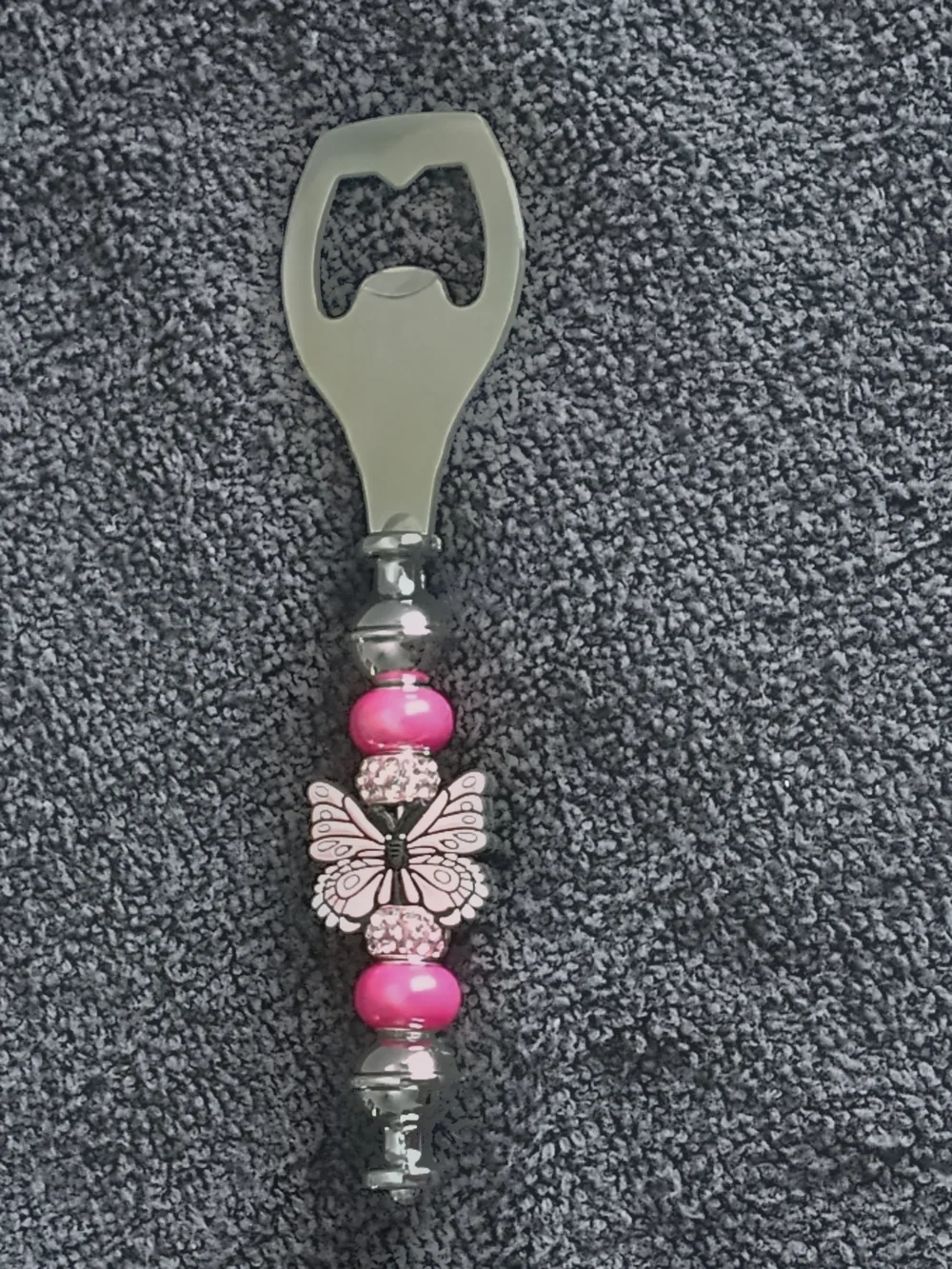 Beaded Butterfly Bottle Opener - Pink Accent